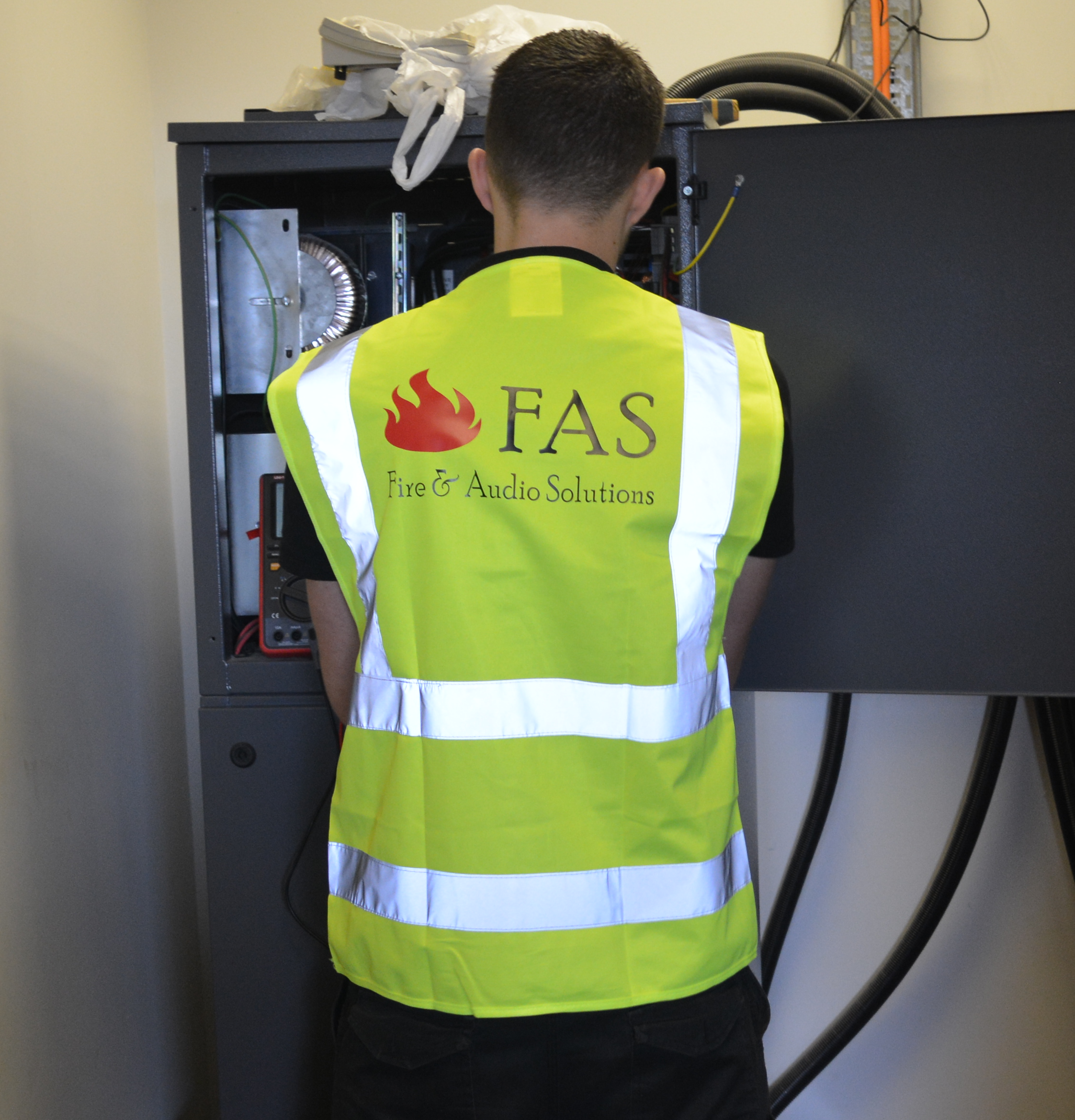 Installed commercial fire alarm panel