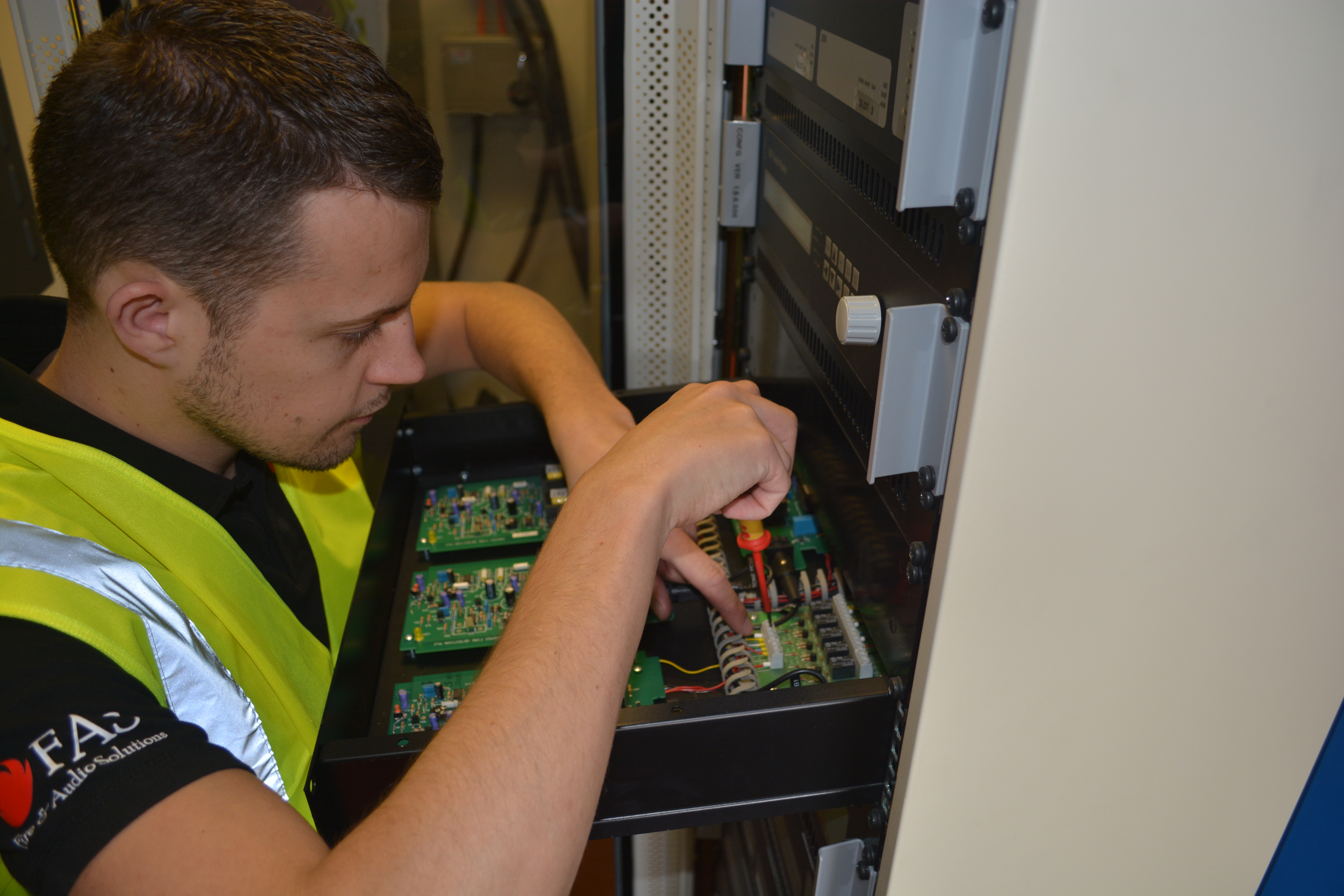 Commercial fire alarm repair or maintenance work on site